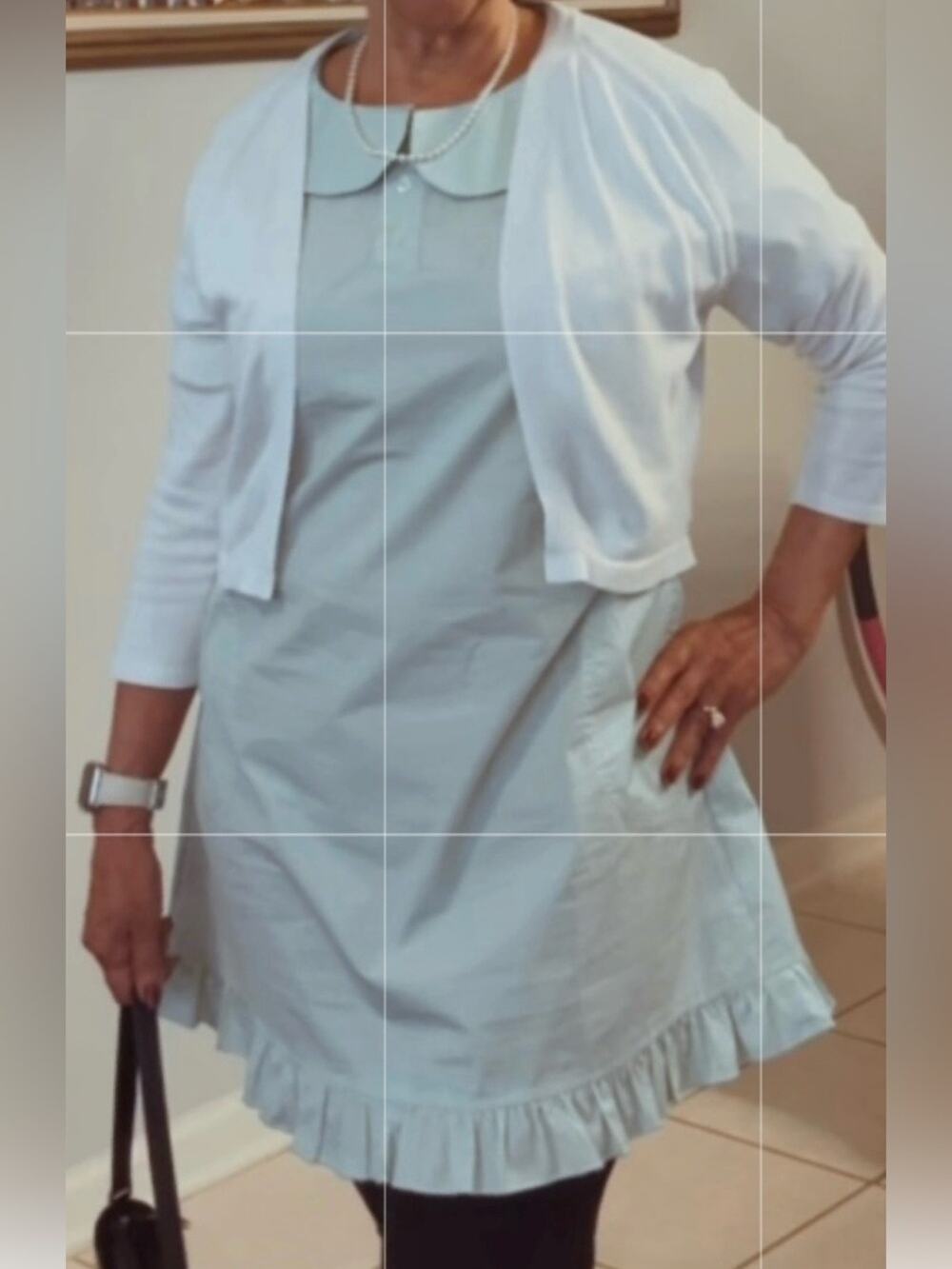 Mebon Pastel Blue Peter Pan Collar Babydoll Mini Dress with Pockets Size Medium
